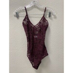 Free People FP Beach Lace Bodysuit Maroon Burgundy XS